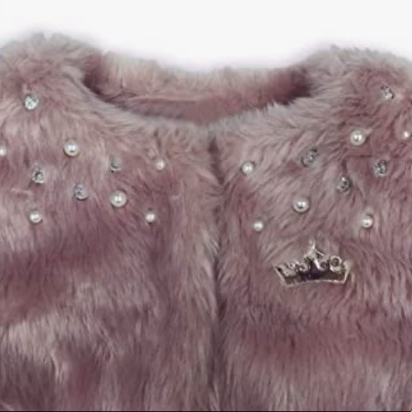 NEW DISNEY PRINCESS GIRL’S HOLIDAY FUR COAT JACKET BOLERO BLUSH BABY PINK BARBIE - Picture 6 of 15
